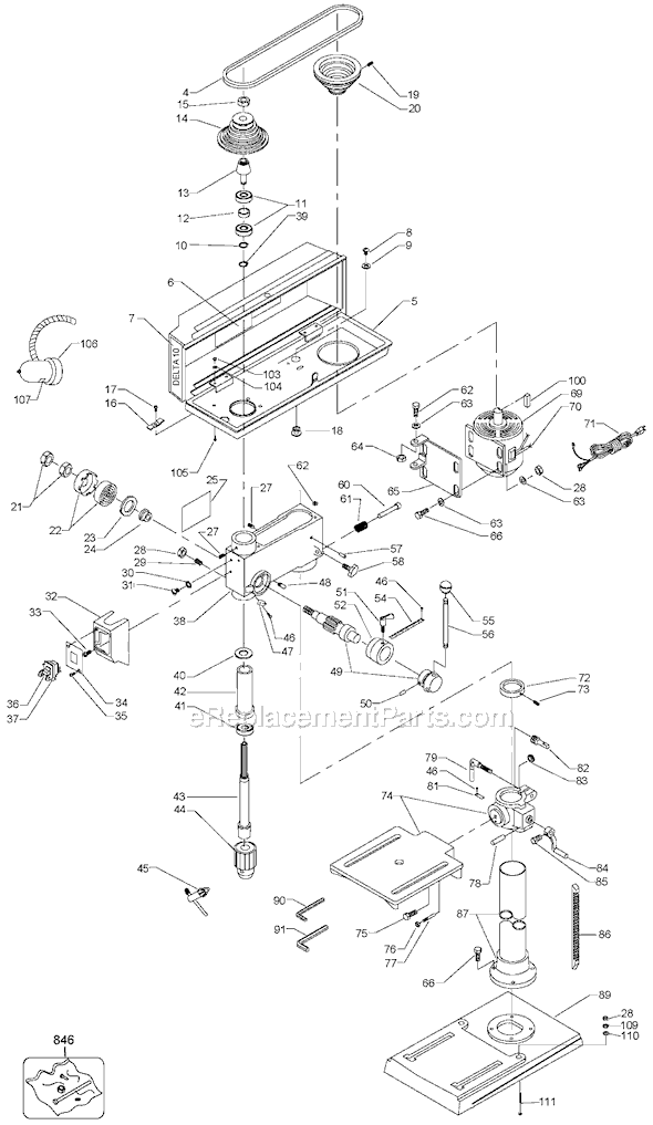 Page A Diagram and Parts List for SM300 Type 1 Black and Decker Drill Press